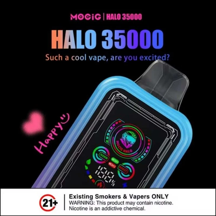 Mocig-Halo-35000puffs-Bood-Video-Salt-Switch-Smartphone-Turbo-38K-Peek-Bar-Cigarrillo-Electronico-Jnr-Puff-Bar-Disposable-Vape MOCIG HALO 35000